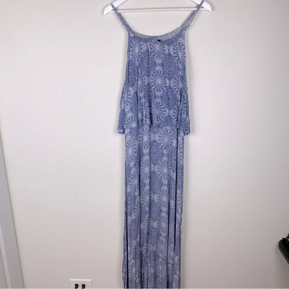 Torrid Maxi Jersey Knit Tiered Dress Mandala Print Blue Plus Size 1X - Picture 3 of 12